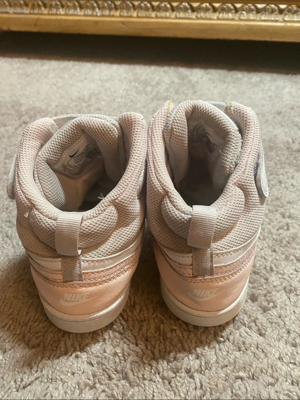 Nike Court Borough Hi Sneakers in Light Pink and White size 3Y
